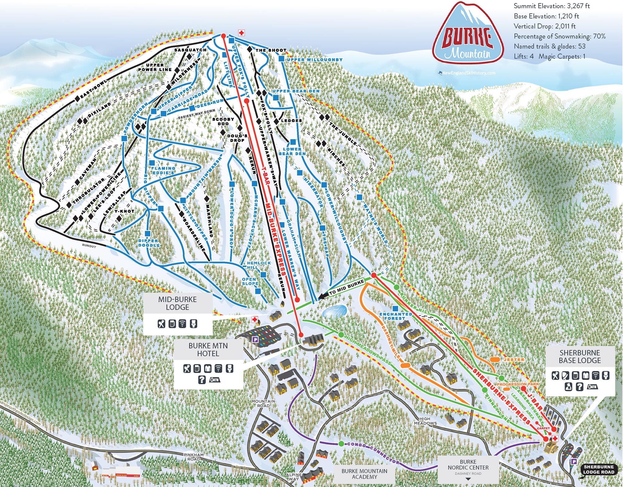 2023-24 Burke Mountain Trail Map