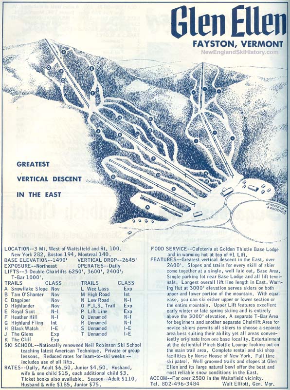 1964-65 Glen Ellen Trail Map - New England Ski Map Database ...
