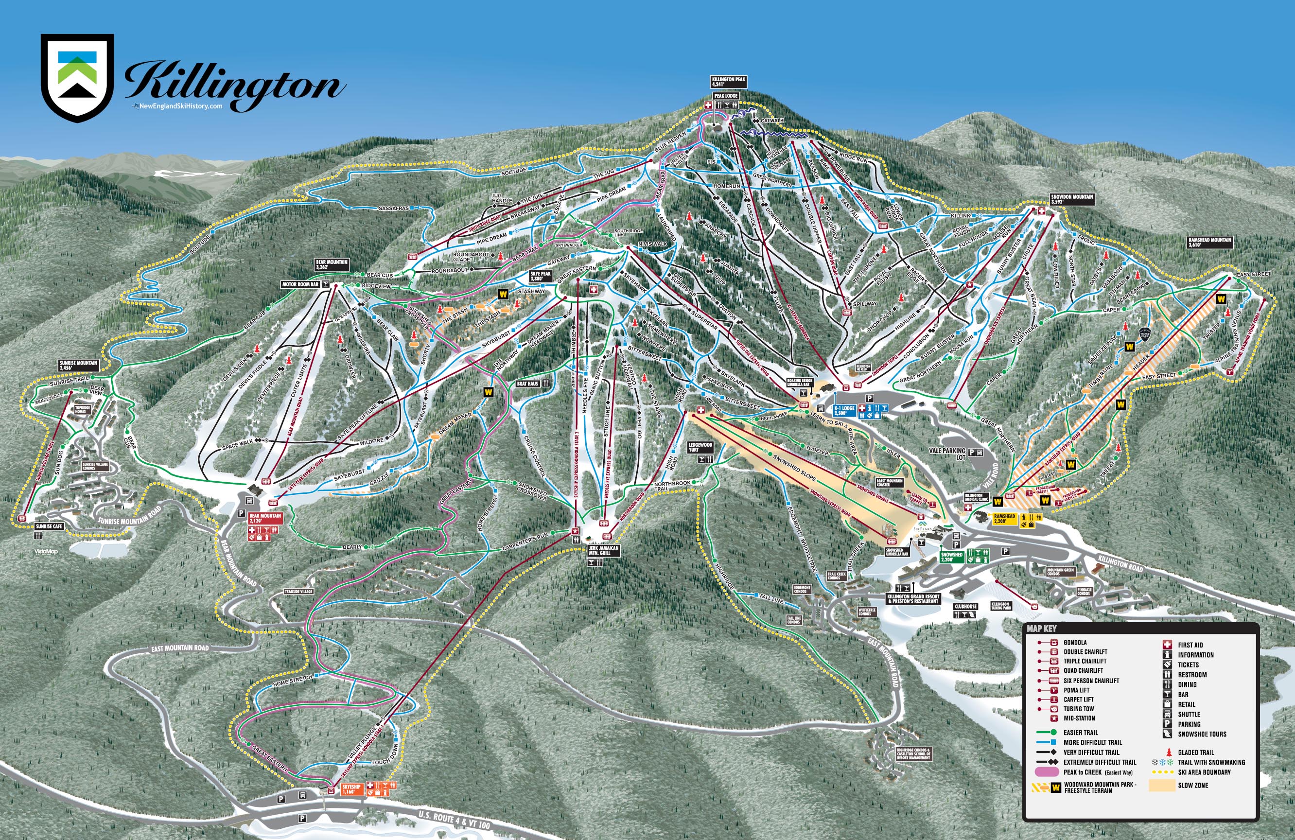 2019-20 Killington Trail Map