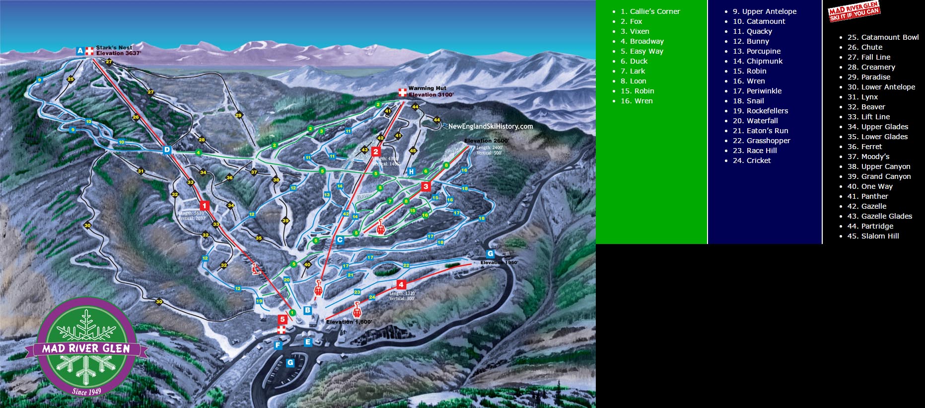 2016-17 Mad River Glen Trail Map