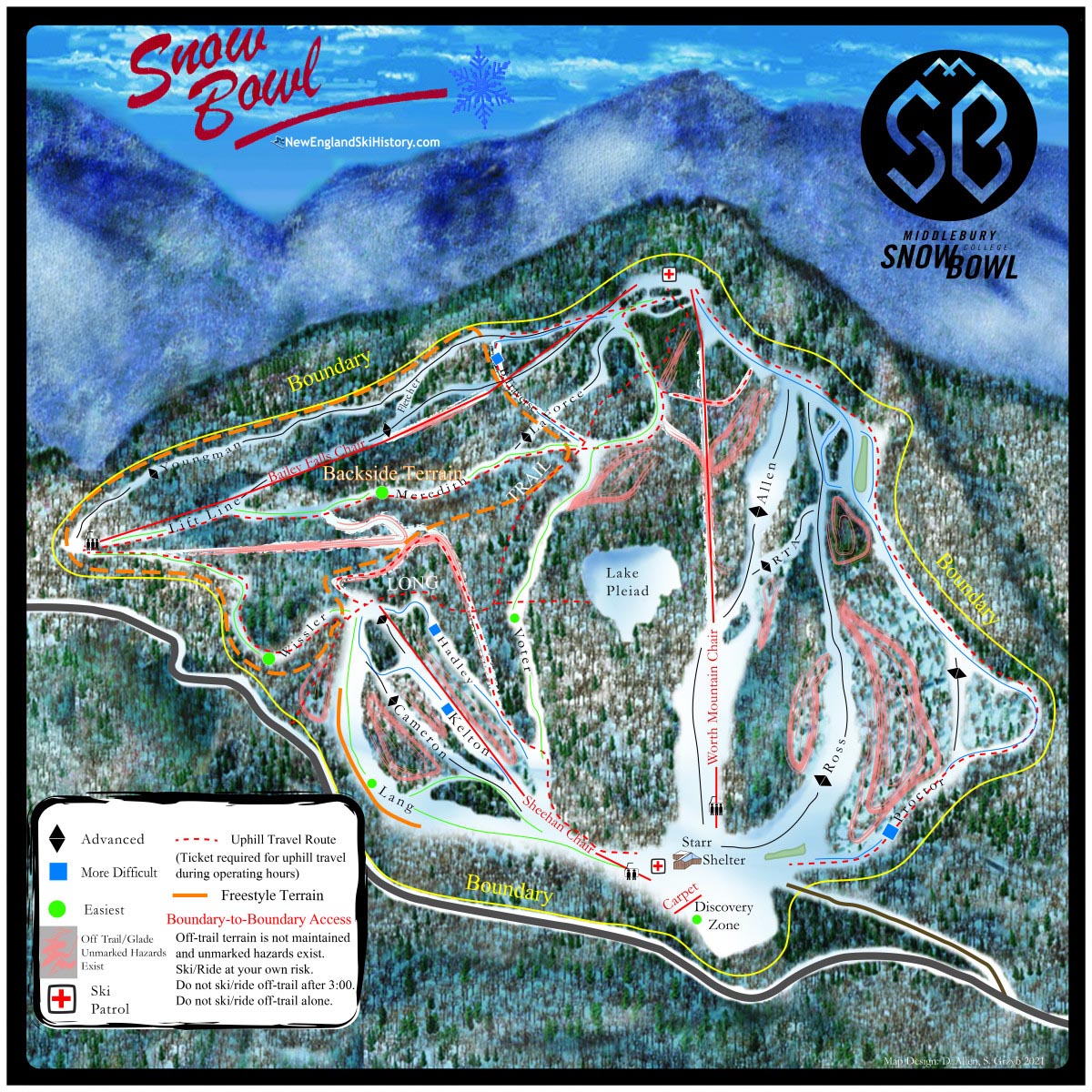 2021-22 Middlebury College Snow Bowl Trail Map