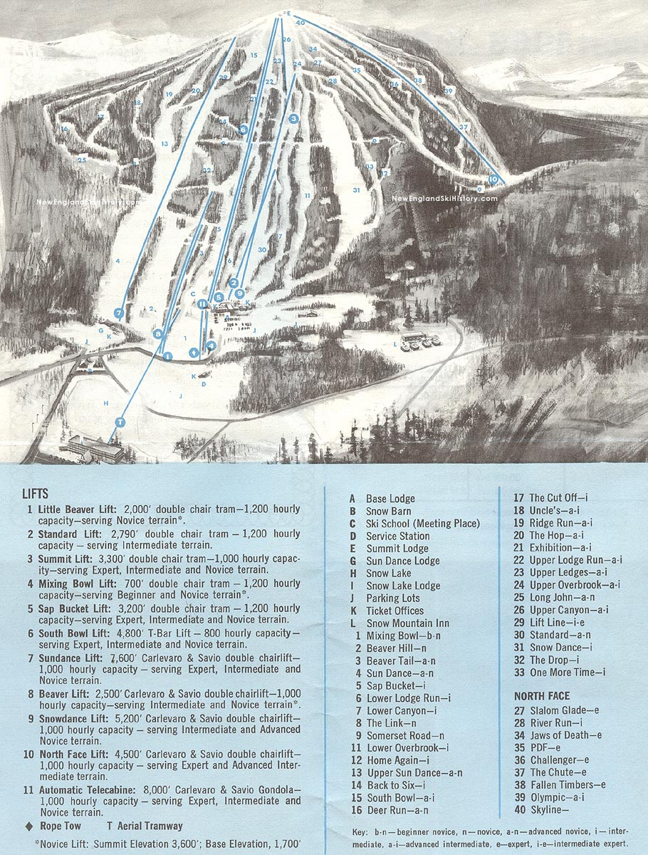 1966-67 Mount Snow Trail Map - New England Ski Map Database ...