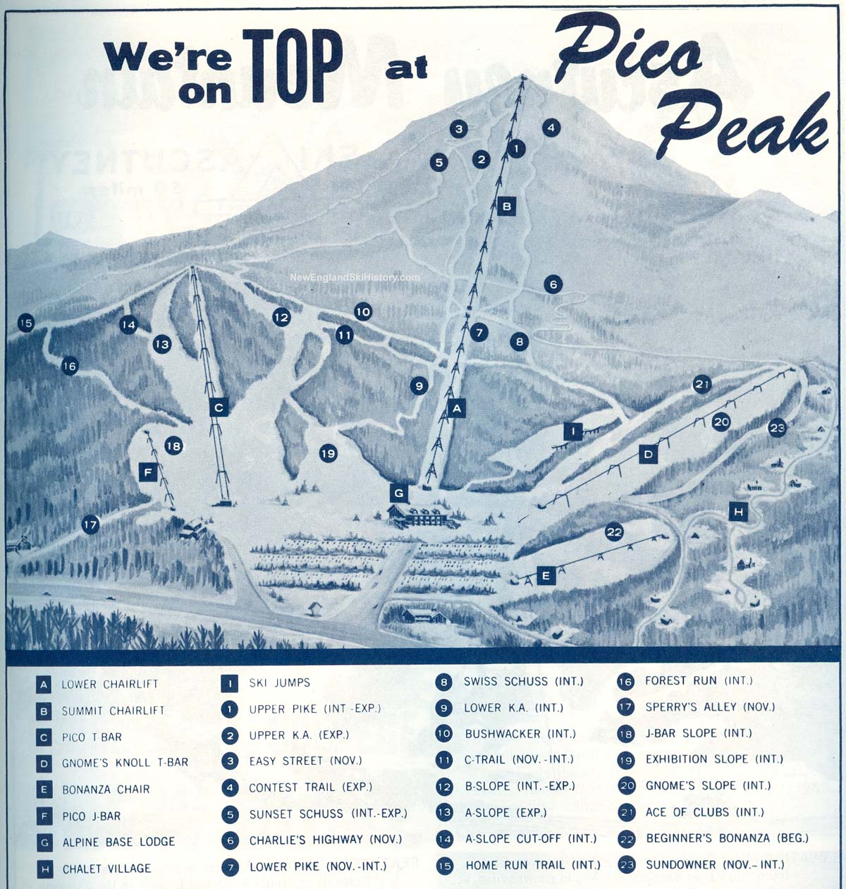 1967-68 Pico Peak Trail Map - New England Ski Map Database ...