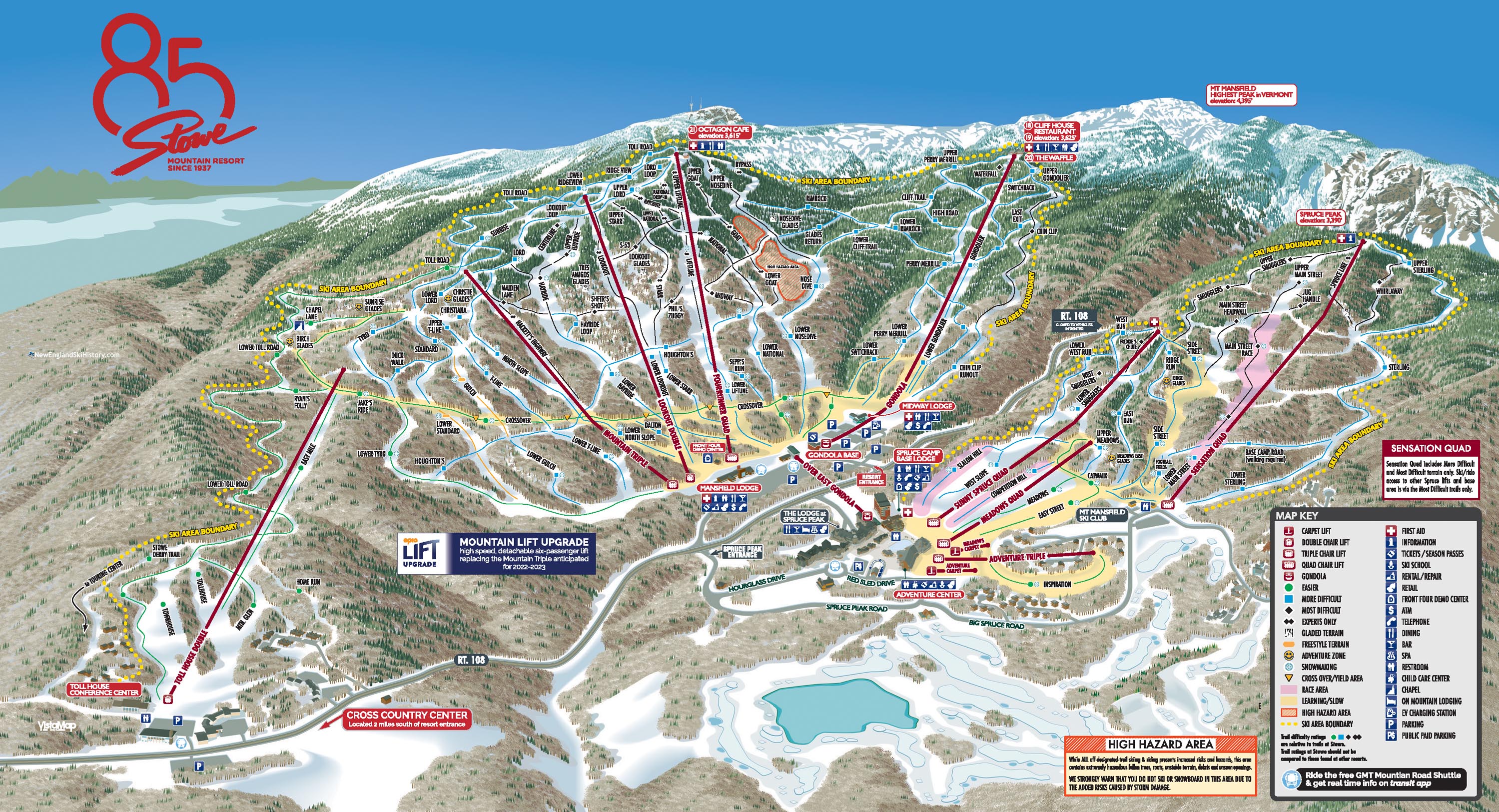202122 Stowe Trail Map New England Ski Map Database