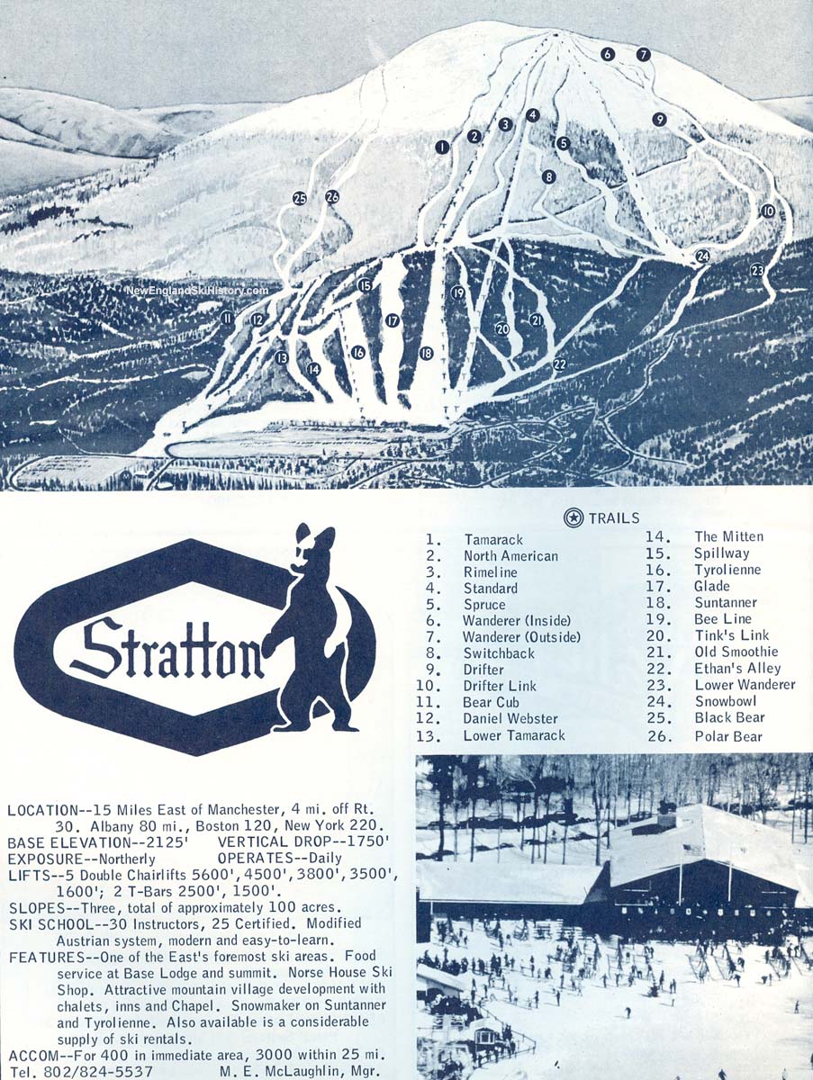 1967-68 Stratton Mountain Trail Map - New England Ski Map Database ...