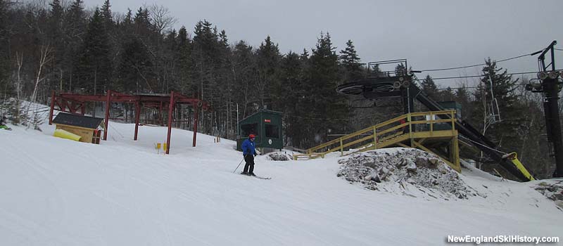 The top of the triple chairlift and former Big T-Bar (March 2015)