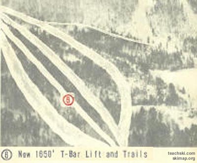 A 1965 trail map of the new beginner area
