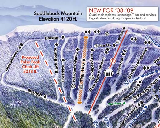 False Peak on the 2008-09 Saddleback Trail Map