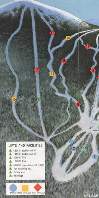 The 1973 Saddleback trail map showing the proposed Gondola Area