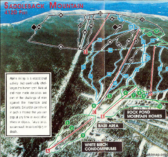 The gondola line as seen in a late 1980s aerial photo/trail map