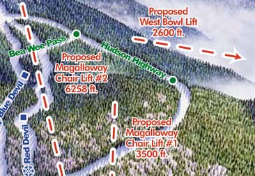 West Bowl on the 2008-09 Saddleback Trail Map