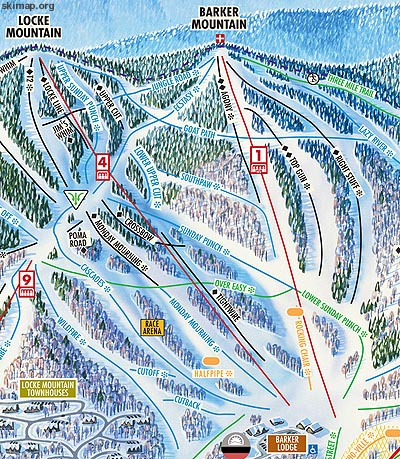 The Barker Mountain area on the 2008 Sunday River trail map