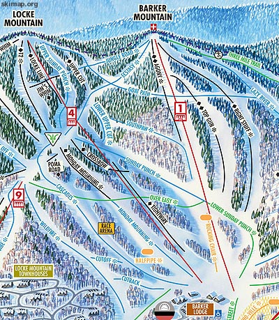 The Barker Mountain area on the 2008 Sunday River trail map