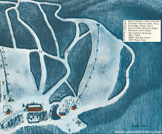The 1964 Thunder Mountain trail map showing the West Area