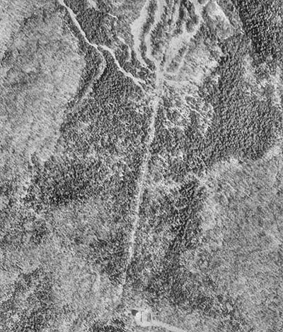 A 1992 aerial shot of Berkshire Snow Basin, showing cuts up to the summit of Bryant Mountain