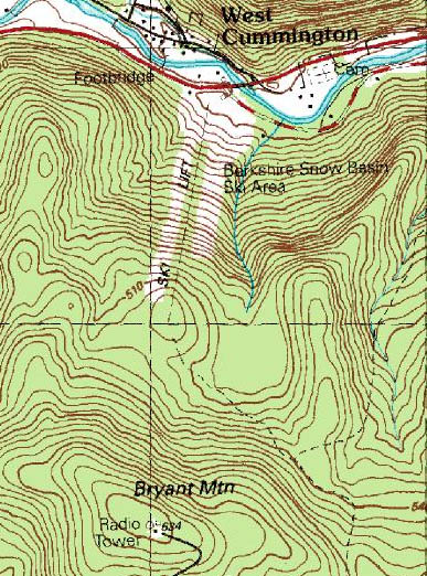 The 1991 USGS topographic map showing Bryant Mountain