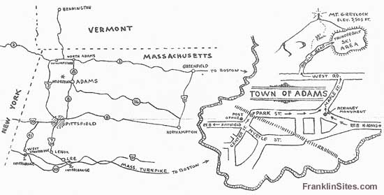 Location map of the Thunderbolt Ski Area from a late 1950s brochure