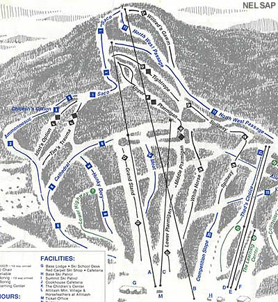 The summit area as displayed on the 1990 trail map