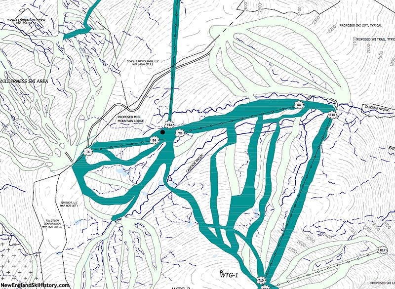 A 2015 map of Phase 1 trails and lifts in Cascade Basin