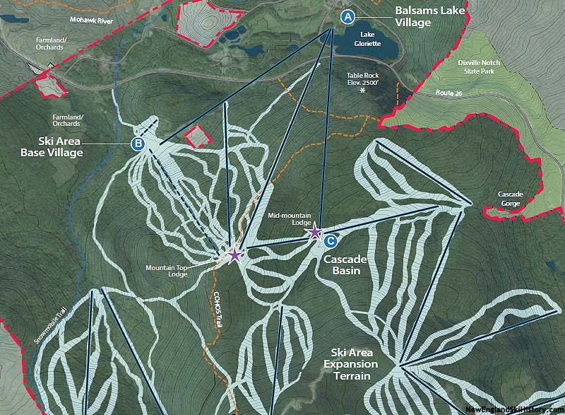 A 2015 map of trails and lifts in Cascade Basin