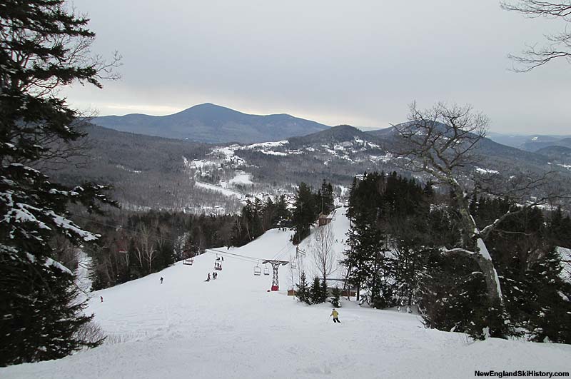 Looking down toward the Knoll from one of the summit chutes (2014)