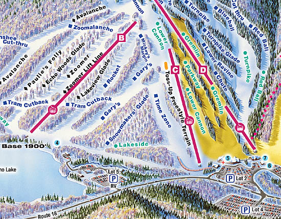 The approximate location of the proposed Northern Base Area as seen on the 2010 Cannon trail map