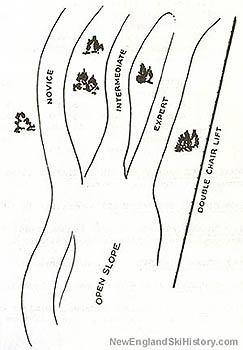 The 1962-63 King Pine trail map prior to the addition of the North Side
