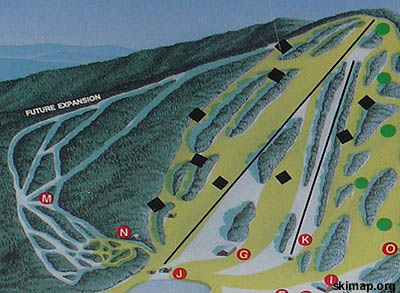 An early 1990s Temple Mountain trail map showing the proposed East Side area