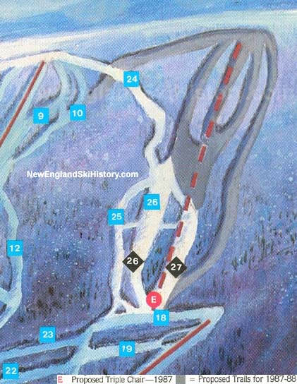 The 1986-87 Tenney trail map showing the proposed summit area