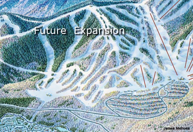 A 2011 rendering of Green Peak and (lower left) the Village Gondola lift line