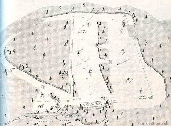 1962-63 Ascutney trail map showing the new West Slope area (right)