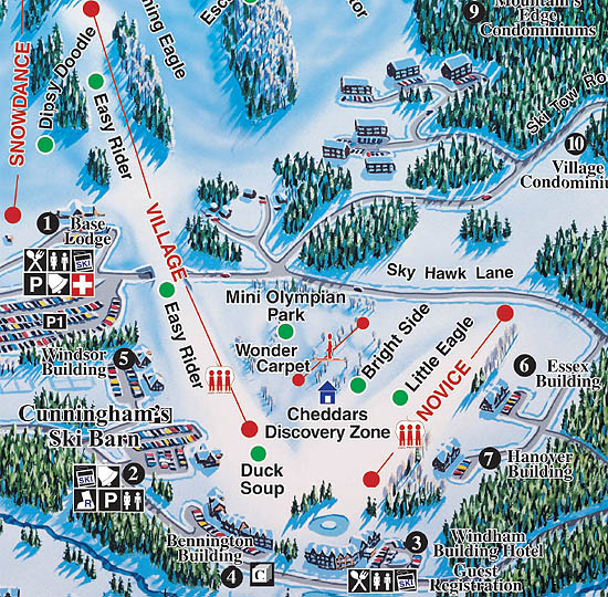 The Village area as seen on the 2006 Ascutney trail map