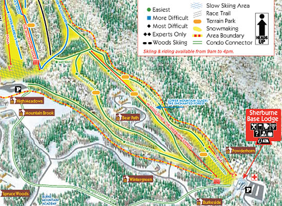 The 2010 Burke trail map showing the Sherburne complex