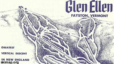The proposed lift and trails to the top of General Stark Mountain on the 1968 trail map