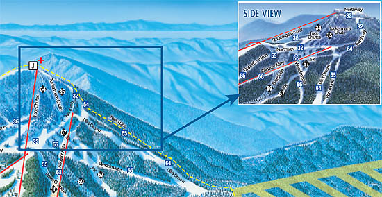 The 2009 trail map showing the summit area