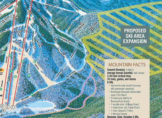 The proposed West Bowl area on the 2008 Jay Peak trail map