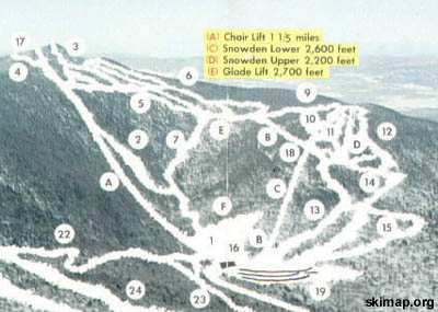 Killington Peak as seen on the 1960 Killington trail map
