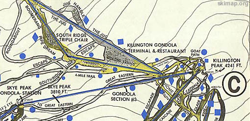 The South Ridge area in the 1978 Killingon trail map