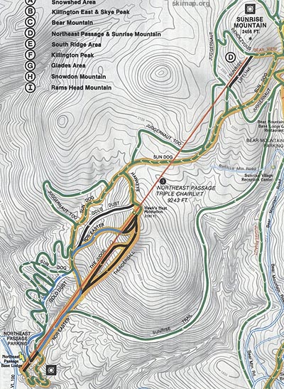 Sunrise on the 1984 Killington trail map