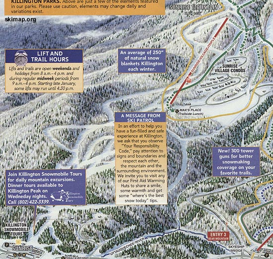 The truncated Sunrise on the 1999 Killington trail map