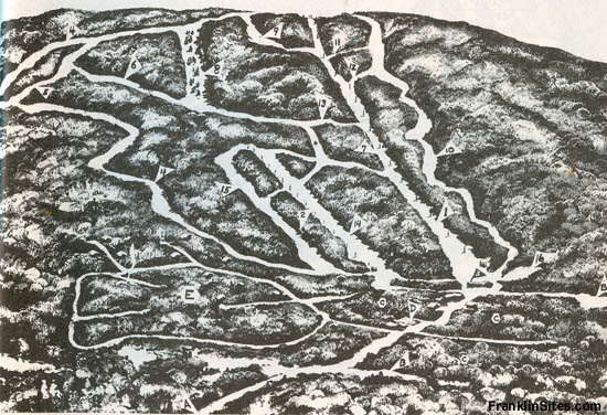 The 1962-63 Magic Mountain trail map showing the first season of the chairlift