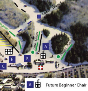 The beginner area as displayed on the 2007 Magic Mountain trail map
