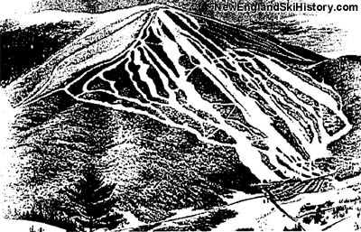 The Sunbrook area (left) as seen on a 1980 rendering of Mt. Snow