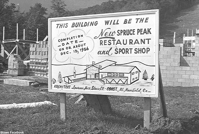 Construction at Spruce Peak in 1956