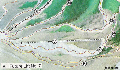 The proposed lift on the 1972 Stratton trail map