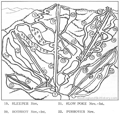 The 1963-64 Sugarbush trail map showing the new Gate House area