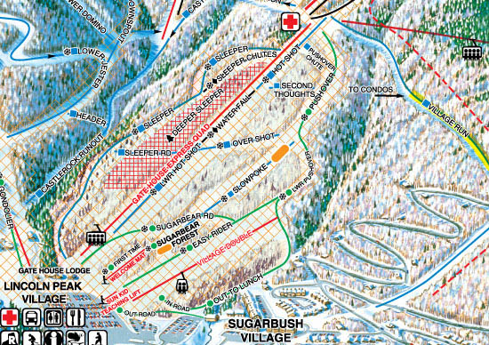 The Gatehouse area as seen on the 2009-2010 Sugarbush trail map