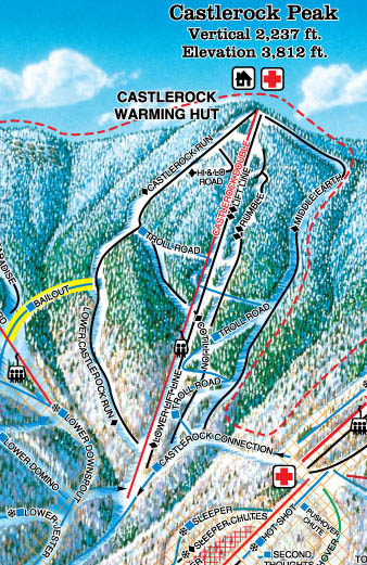 The Castlerock area as seen on the 2009-2010 Sugarbush trail map