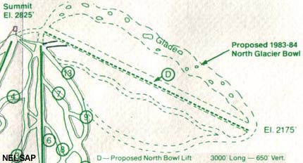 North Glacier Bowl in the 1982 Timber Ridge trail map