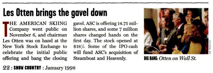 American Skiing Company IPO
